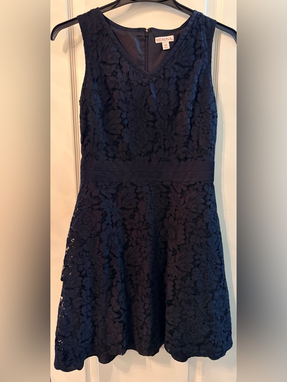 Merona Black Lace Fit-and-Flare Dress With Ribbon Waist